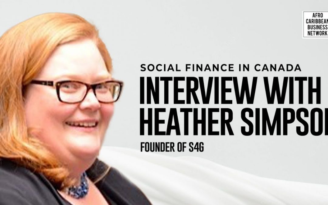 Heather Simpson speaking on social finance in Canada during an ACBN interview.