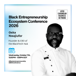 Osita Nwajiufor, Founder and CEO of BlackTECH Hub, speaking about AI economic opportunity for Black Canadians at ACBN's BEEConference 2026