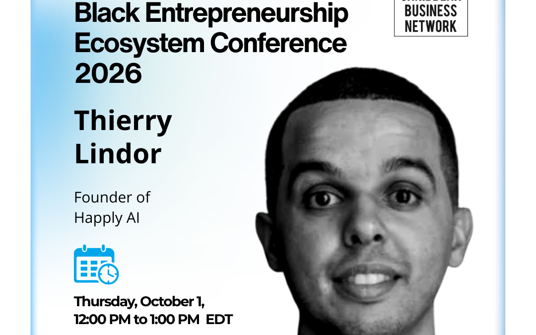 Thierry Lindor, CEO of Happly.Ai, speaking about funding for Black entrepreneurs in Canada at ACBN's BEEConference 2026